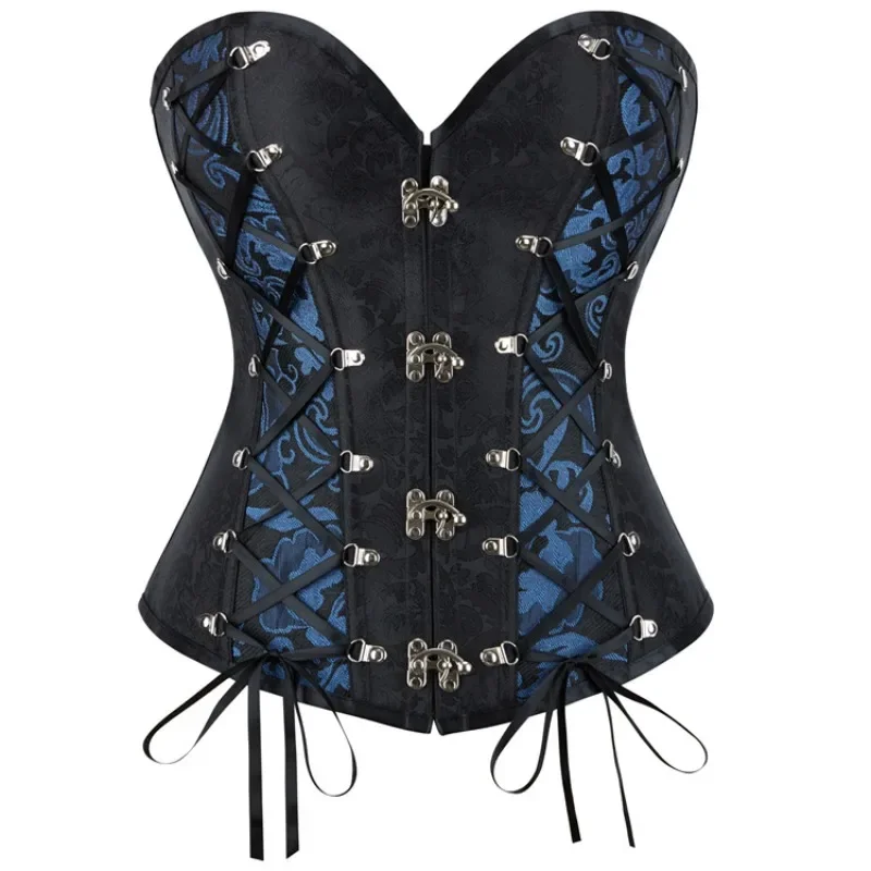 

Готический панк, женский сексуальный корсет на шнуровке, топ, бюстье, винтажное ретро-жаккардовое белье в стиле стимпанк, баскский корсет, модный