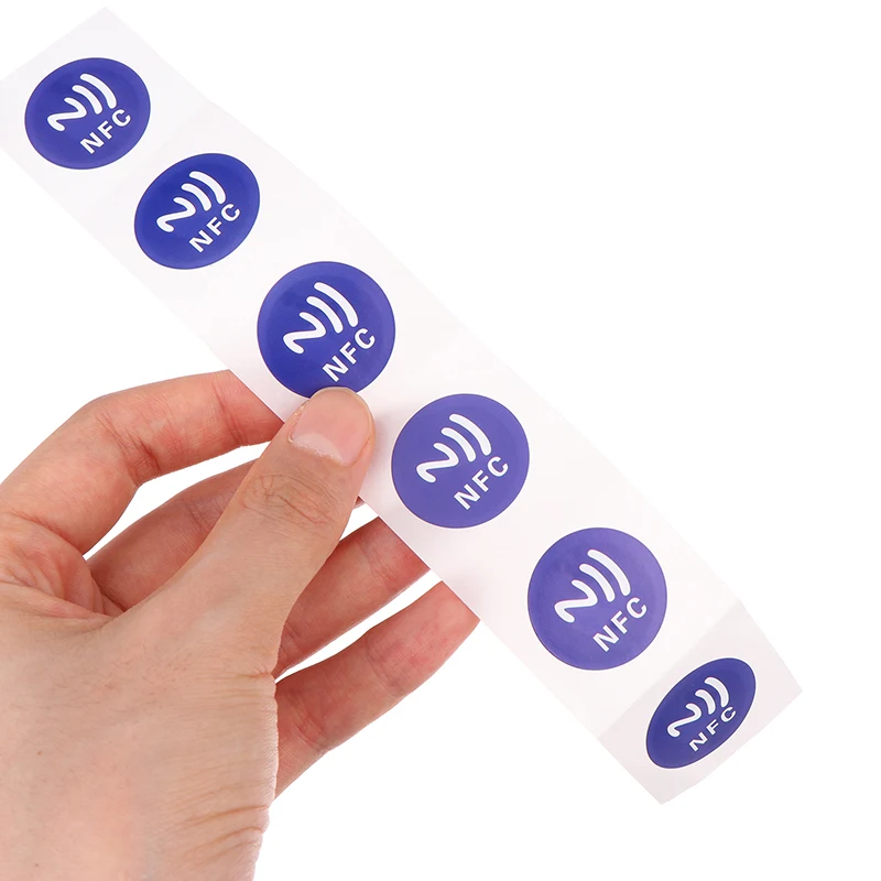 

6 шт., 13,56 МГц, ISO14443A, чип Ntag 213, RFID-клейкая этикетка, синяя NFC Ntag213, 144 байта, наклейки с мокрым тегом для телефона NFC