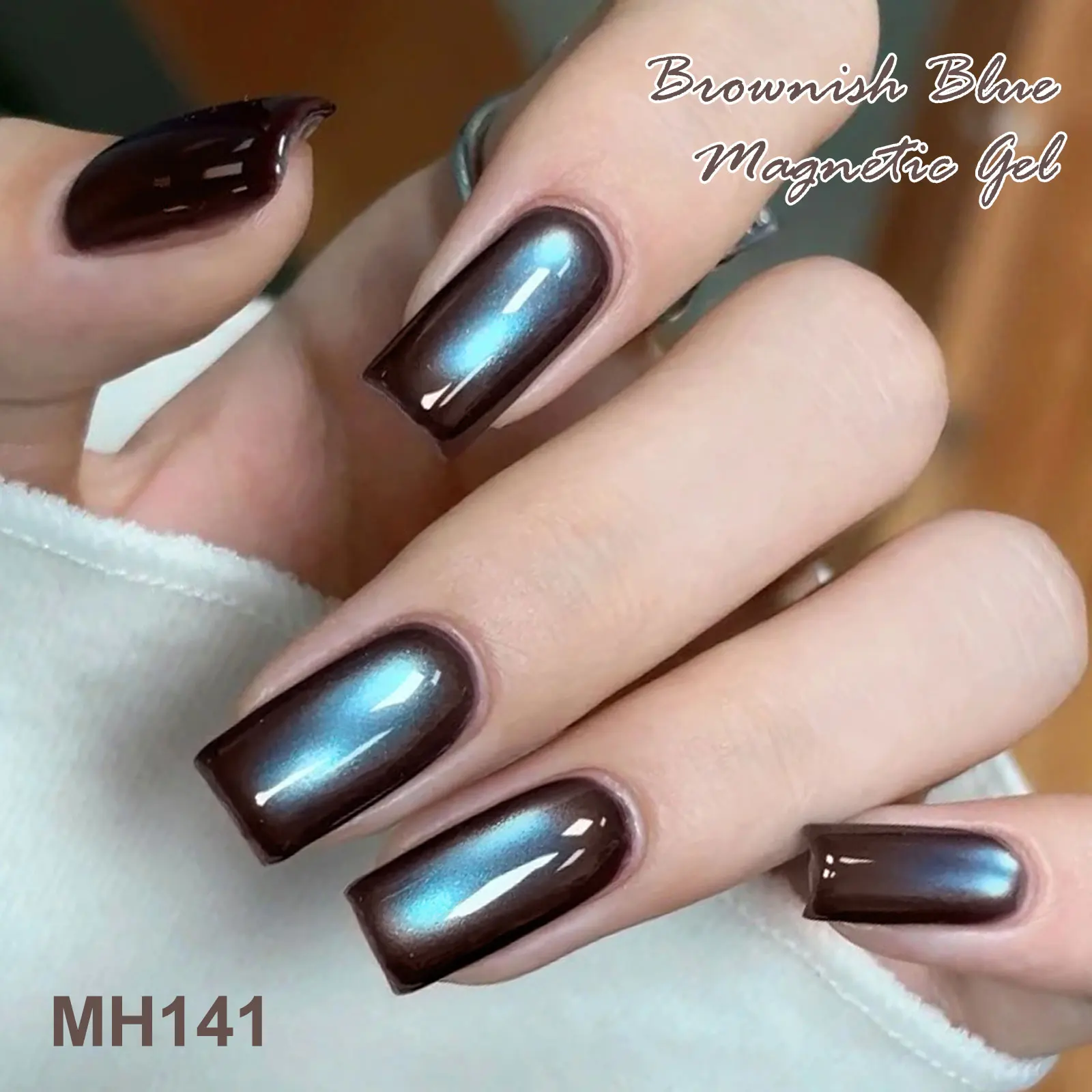 2PCS/SET MTSSII Aquamarine Cat Eye Nail Magnetic Gel Polish Cat Eye Effect Varnish For Home DIY For Spring-With Magnetic Stick