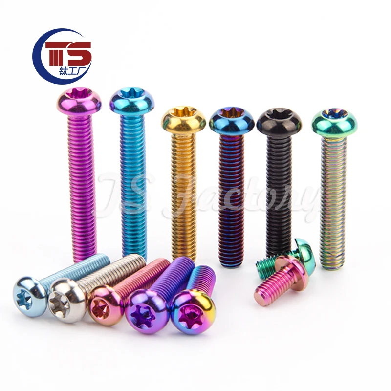 TS 10PCS Titanium Bolts M5/M6x10/15/20/25/30/35mm  Half Round Allen Key Head Screws for Motorcycle Car Aeromodelling Refit