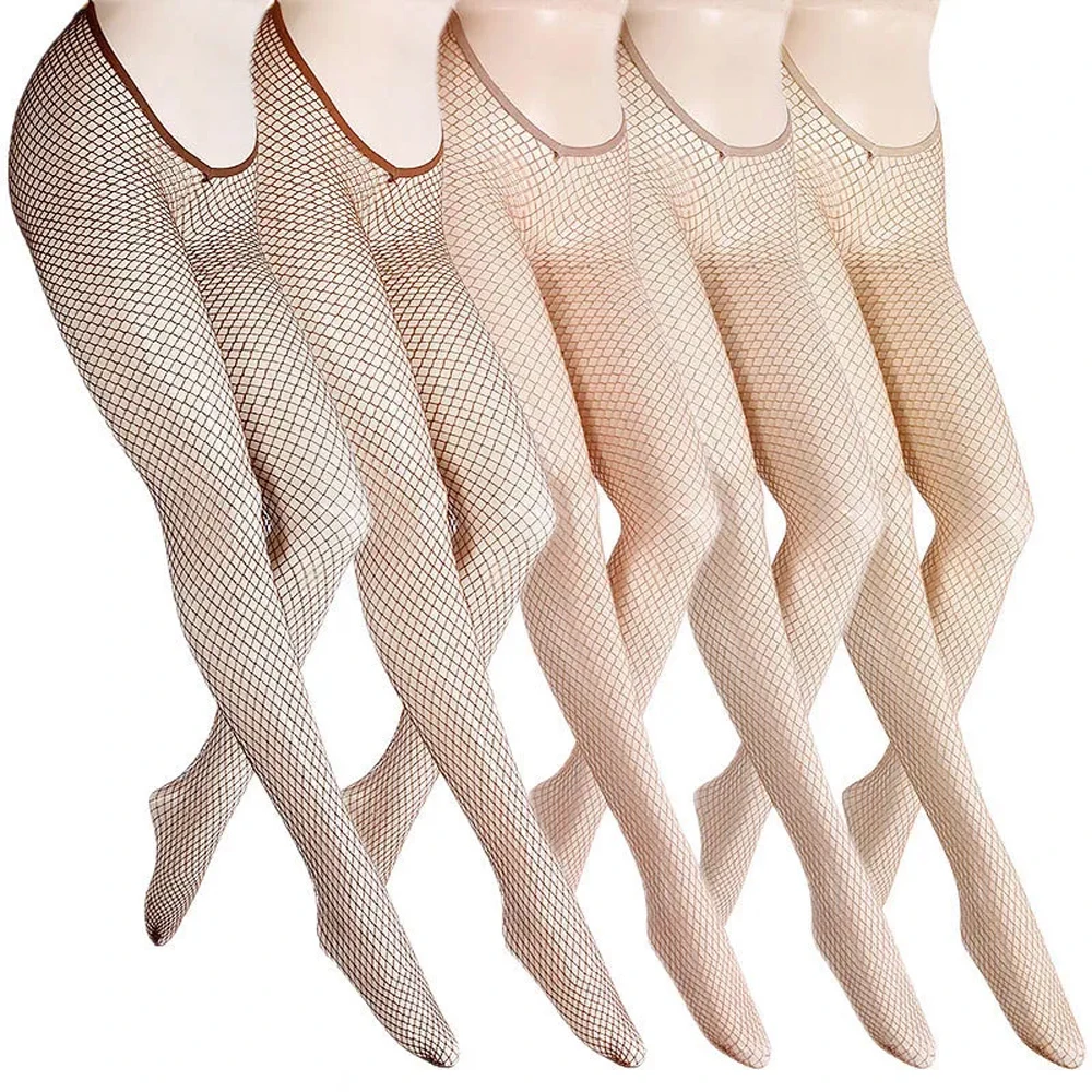 Sexy V-Cut Glitter Fishnet Tights Sparkly Fishnets Stockings Stretch Mesh Pantyhose Skintone Tights Carnival Party Costumes