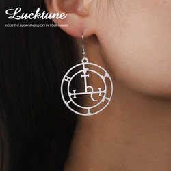 Lucktune Demon Seal Symbol Drop Earrings Stainless Steel Satan Lilith Amulet Dangle Earrings for Women 2025 Vintage Jewelry Gift