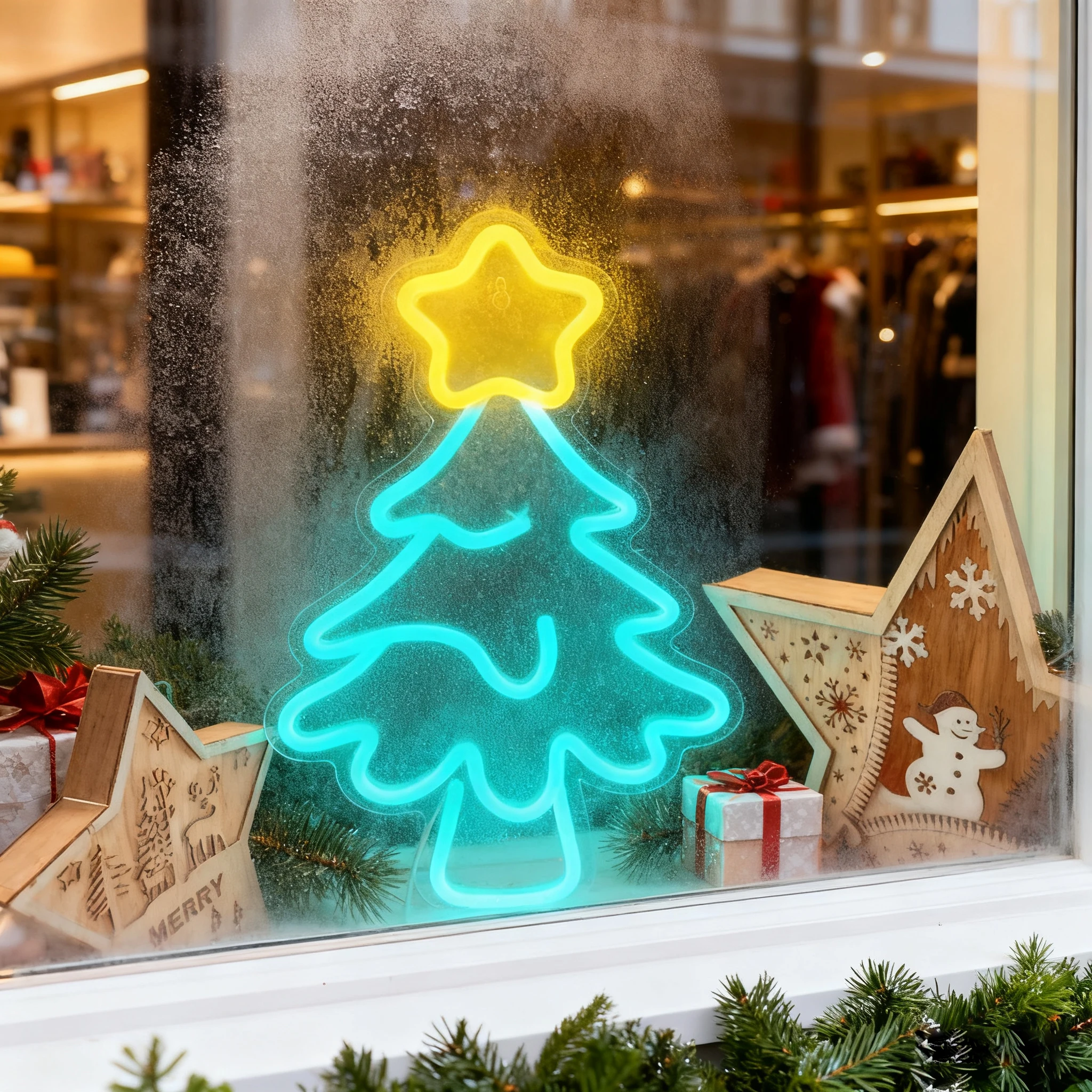 لافتة نيون شجرة عيد الميلاد الحديثة، ديكور عيد الميلاد LED يعمل بمنفذ USB للمكتب المنزلي، ضوء الجنية على الحائط للعطلات مع توهج أزرق ثلجي احتفالي #3