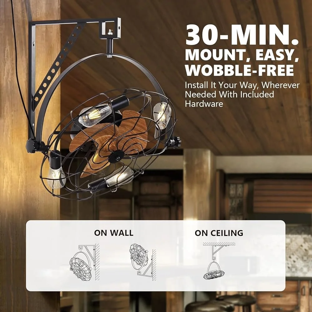 20 بوصة جدار جبل مروحة مروحة السقف مع أضواء التحكم عن بعد 6 سرعة الموقت 360 درجة دوران قابل للتعديل المرآب مروحة