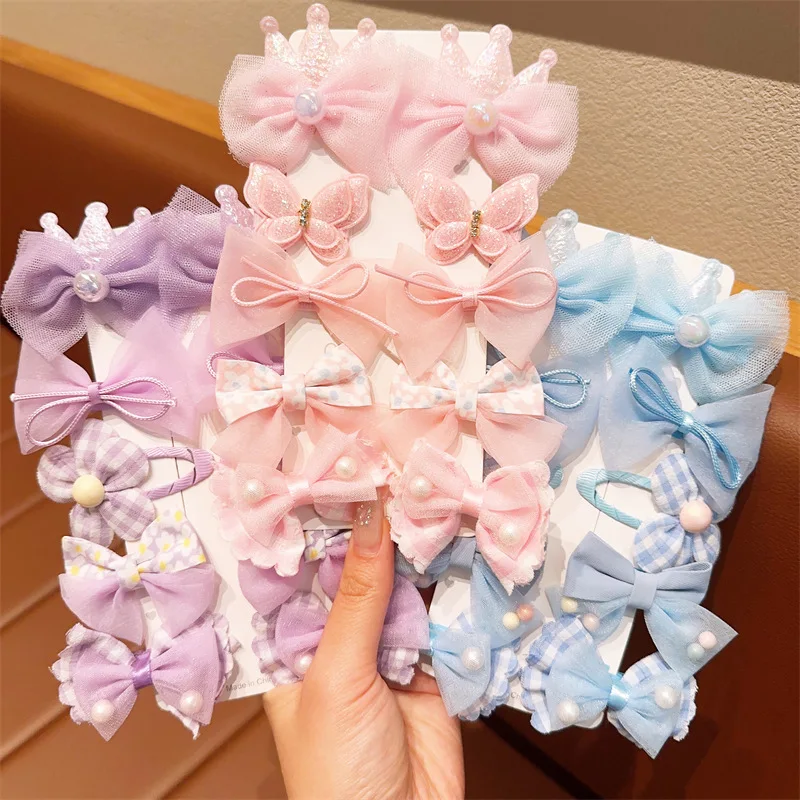 【 10-Piece Set 】 Fashion Cute Bows Flowers Clips For Girls Baby Hair Accessories Sets Children\'s Sweets Pinches Hairpin