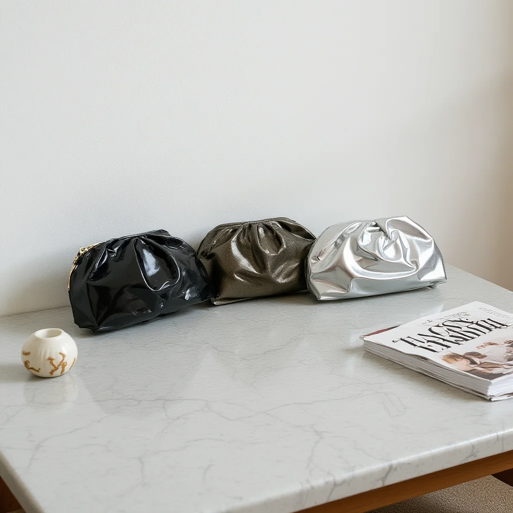 Ruched Dumpling Bag Shiny Fashion Clutch Bag Crossbody Clutch Bag Elegant For Daily Commuting Fashion Accessory Shopping