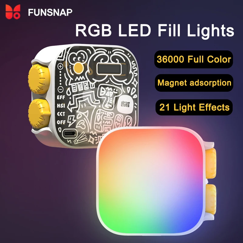 Funsnap RGB LED Video Light Photography Fill Camera Lighting Panel CRI95+ 2500-9900K 36000 Full Color Lights VS SIDANDEFF