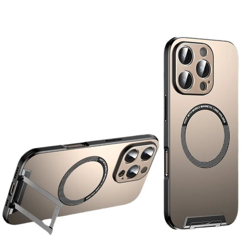 

For iPhone 16 Pro 16 Pro Max Case Metal Invisible Bracket Stand Back Cover Magsafe Magnetic Cover For iPhone 16 Pro Max