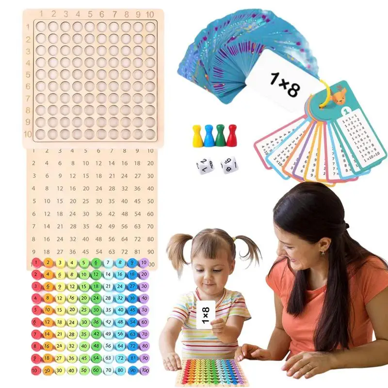 Jeu de société de Multiplication 3 en 1 pour enfants, Puzzle en bois, jeu de maths Montessori, jeux éducatifs précoces pour enfants