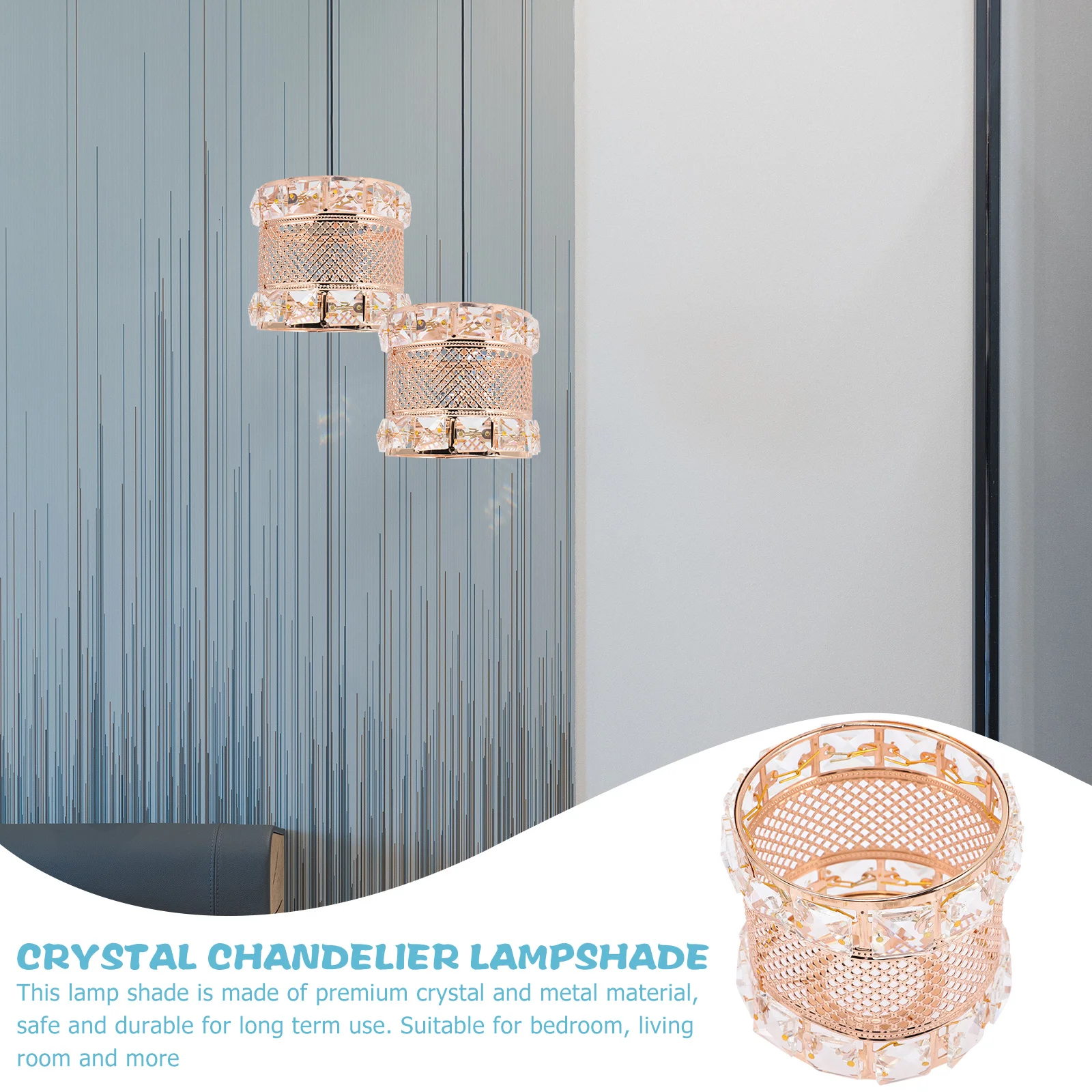 

Modern Crystal Lamp Shade Durable Metal Material Decorative Ceiling Light Shade for Home Table Lamp Compatible with E27 LED