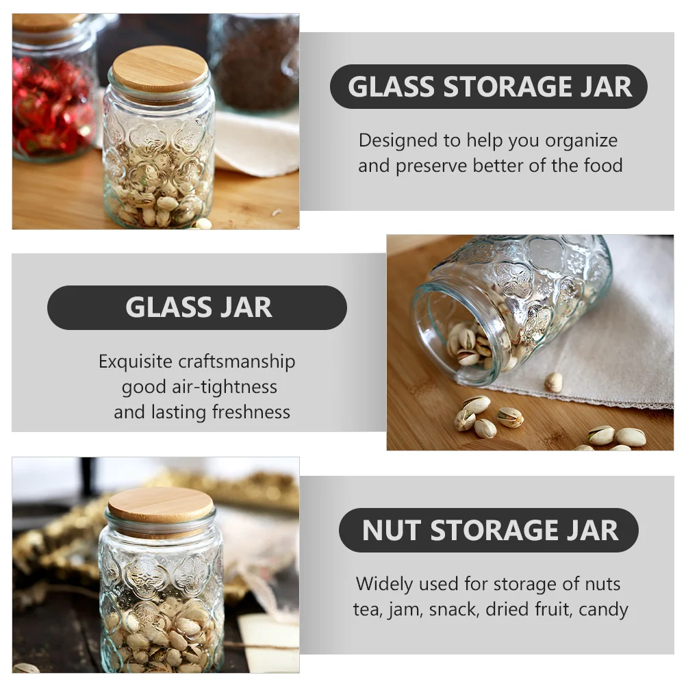 

Sealing Storage Jar Large Capacity Glass Jar for Nuts Snacks Tea Jam Dried Fruit Candy Kitchen Organizer Glass Storage Bottle