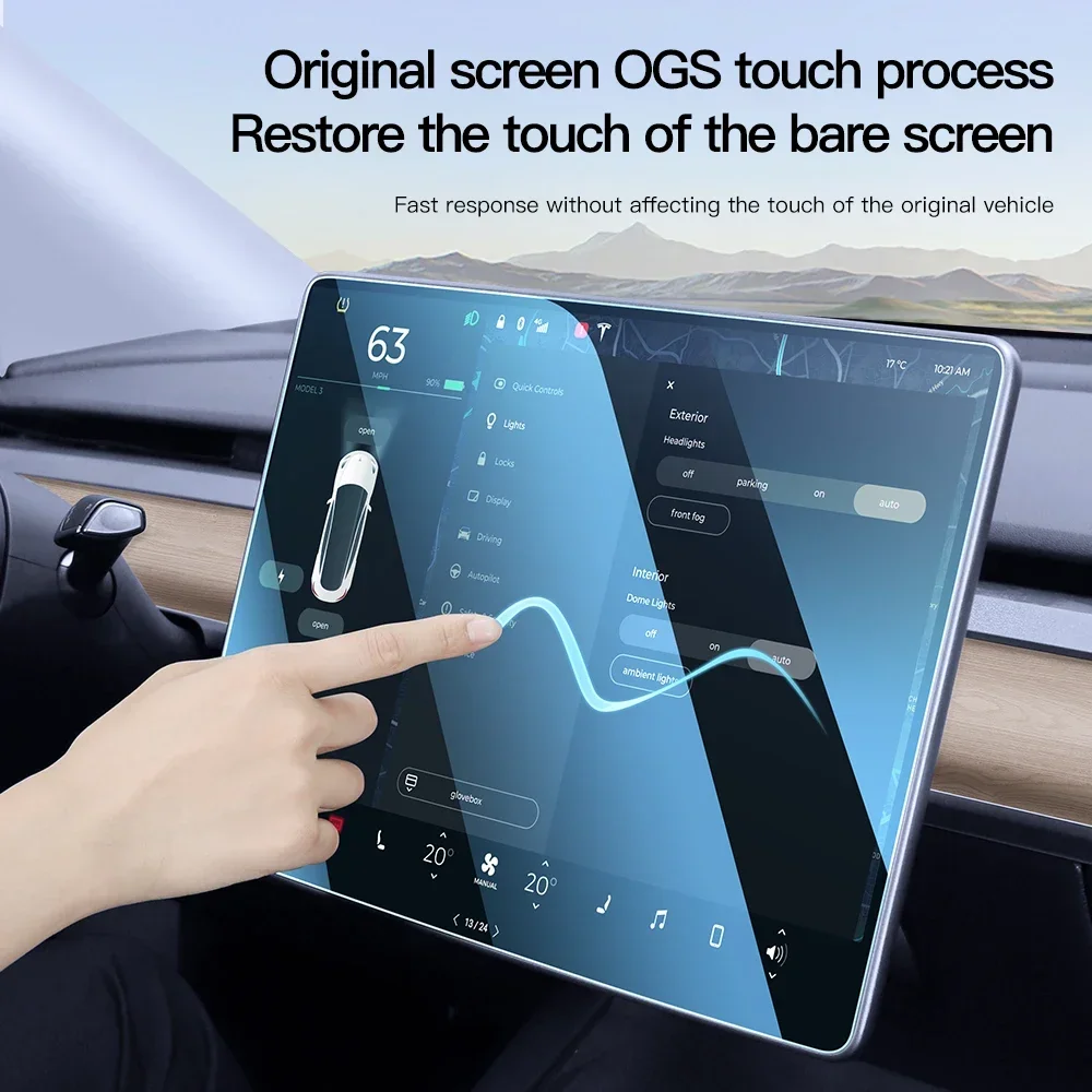 YZ Tempered Glass Screen Protector For Tesla 2024 Highland Model 3 2023  Model Y Center Console HD Protection Screen Protecto