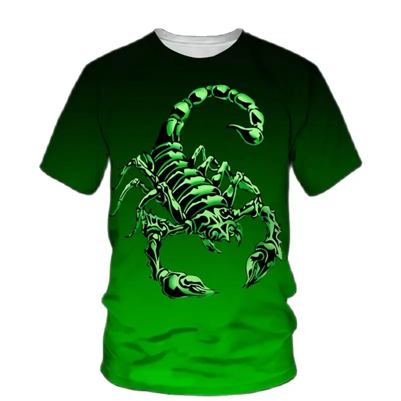 Summer Loose Crew Neck Short Sleeve 3D Scorpion Pattern Crew Neck Short Sleeve Comfortable Breathable Material T-Shirts Clothing