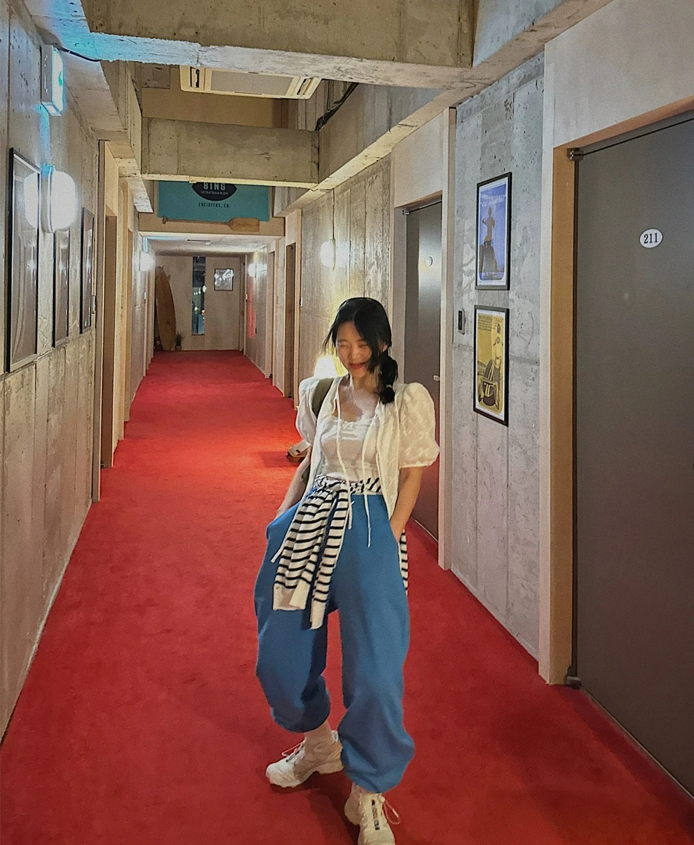 Ele ปักโบว์ Bubble Sve irt ผู้หญิงบาง Hollow out อินเทรนด์ผ้าฝ้าย ort Sve รอบ Ne