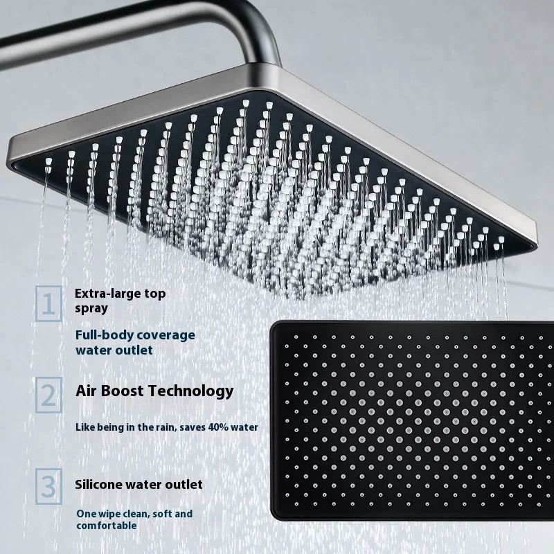 High Pressure Pressurized Shower Head | Water Saving 3-Mode Spray, Water Heater Compatible for Home Bathroom Bathing