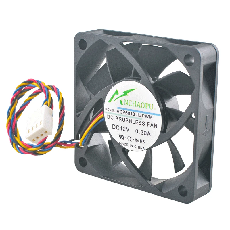 

(2pcs) ACP6013-12PWM 6cm 60mm Dual Ball Bearing Cooling Fan DC12V 0.20A 4-Pin 5800rpm for CPU Chassis
