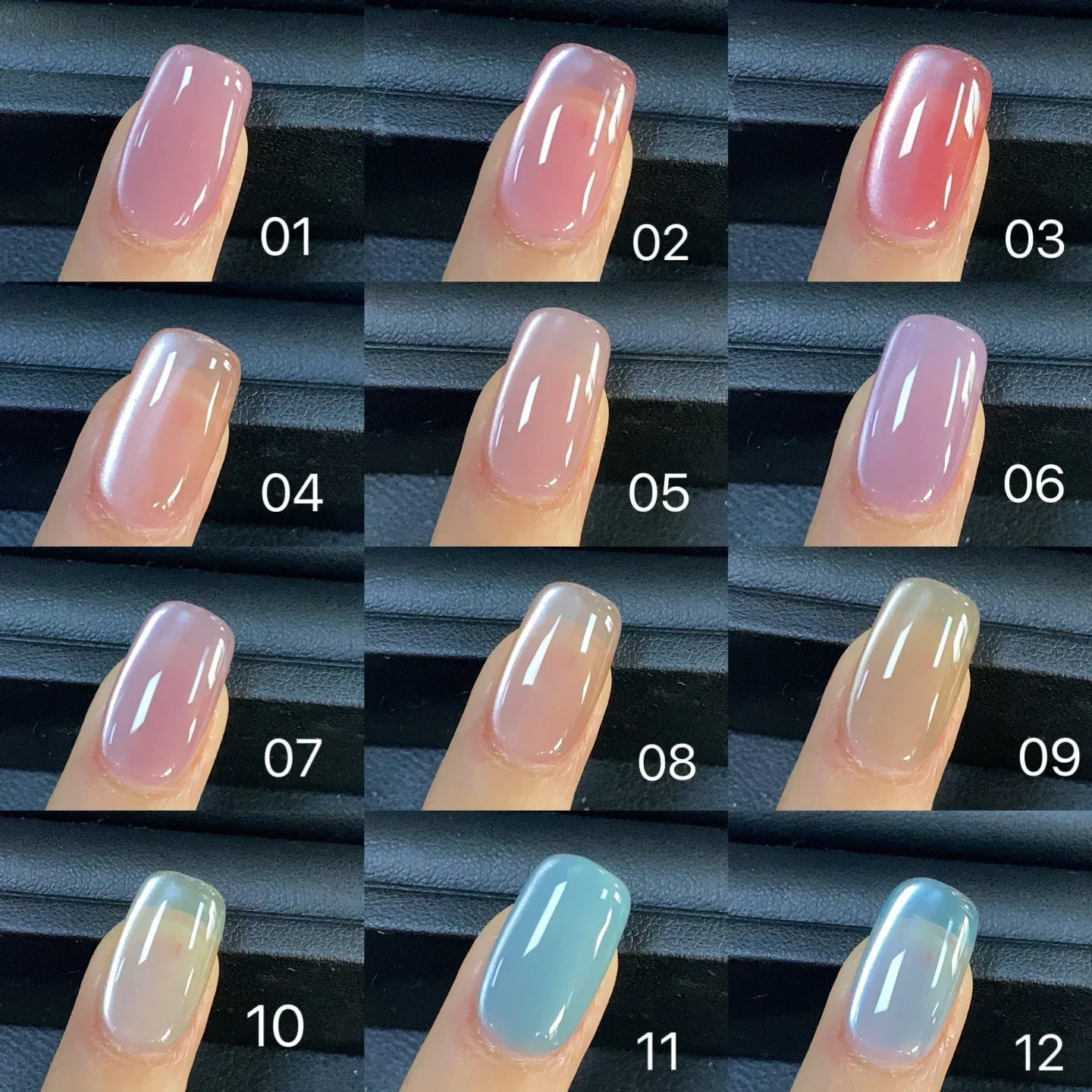 

12Colors Summer Ice Transparents Pink Blue Glass Bead Cat Eye Nail Gel Polish 2025 New Style Nail Art Supplies All for Manicure