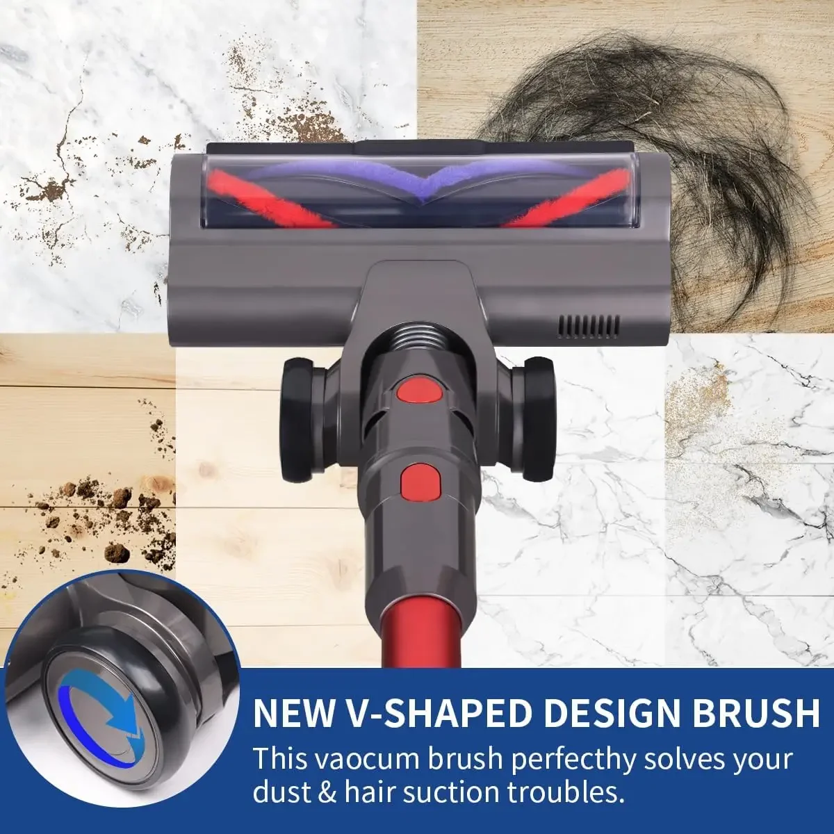 ل دايسون V7 V8 V10 V11 V15 مرفق سجاد الأرضيات الصلبة مع مصباح ليد شكل توربو شعيرات الأسطوانة فرشاة نظافة أجزاء الرأس