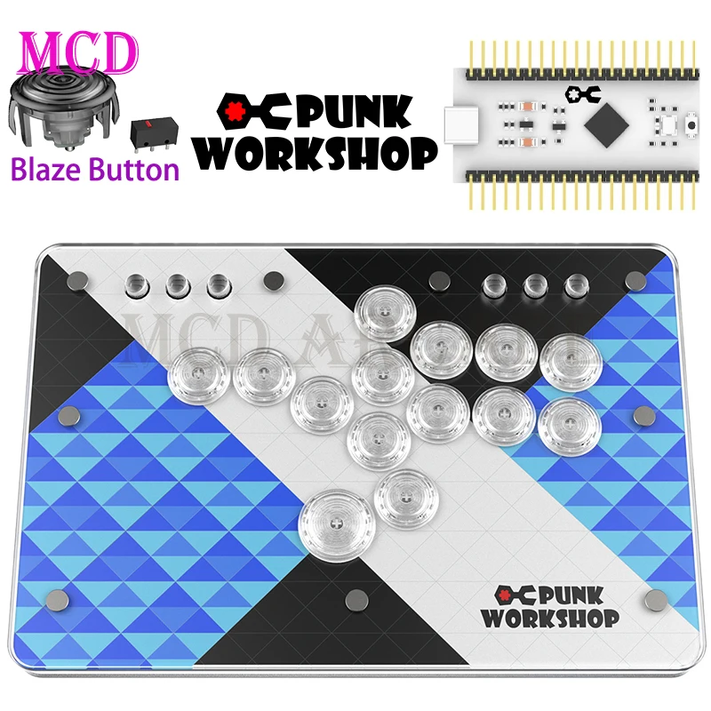 Punk Workshop Mini HitBox SOCD Fighting Stick Controller  Mechanical Button Support PC/Android/Switch/PS4 Handle Fight Console