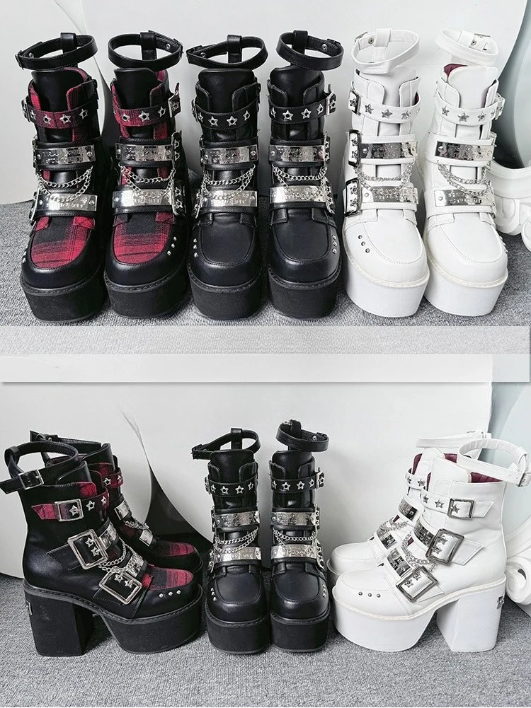 Original Subculture Punk Platform Shoes Women's Sweet Cool Chain Lolita Style High Heels Hot Girls Street Mine Y2K Shoes Pumps