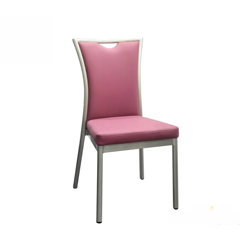 

Hotel banquet wedding restaurant club training dinner aluminum chair leather soft bag hardware stackable dining chair