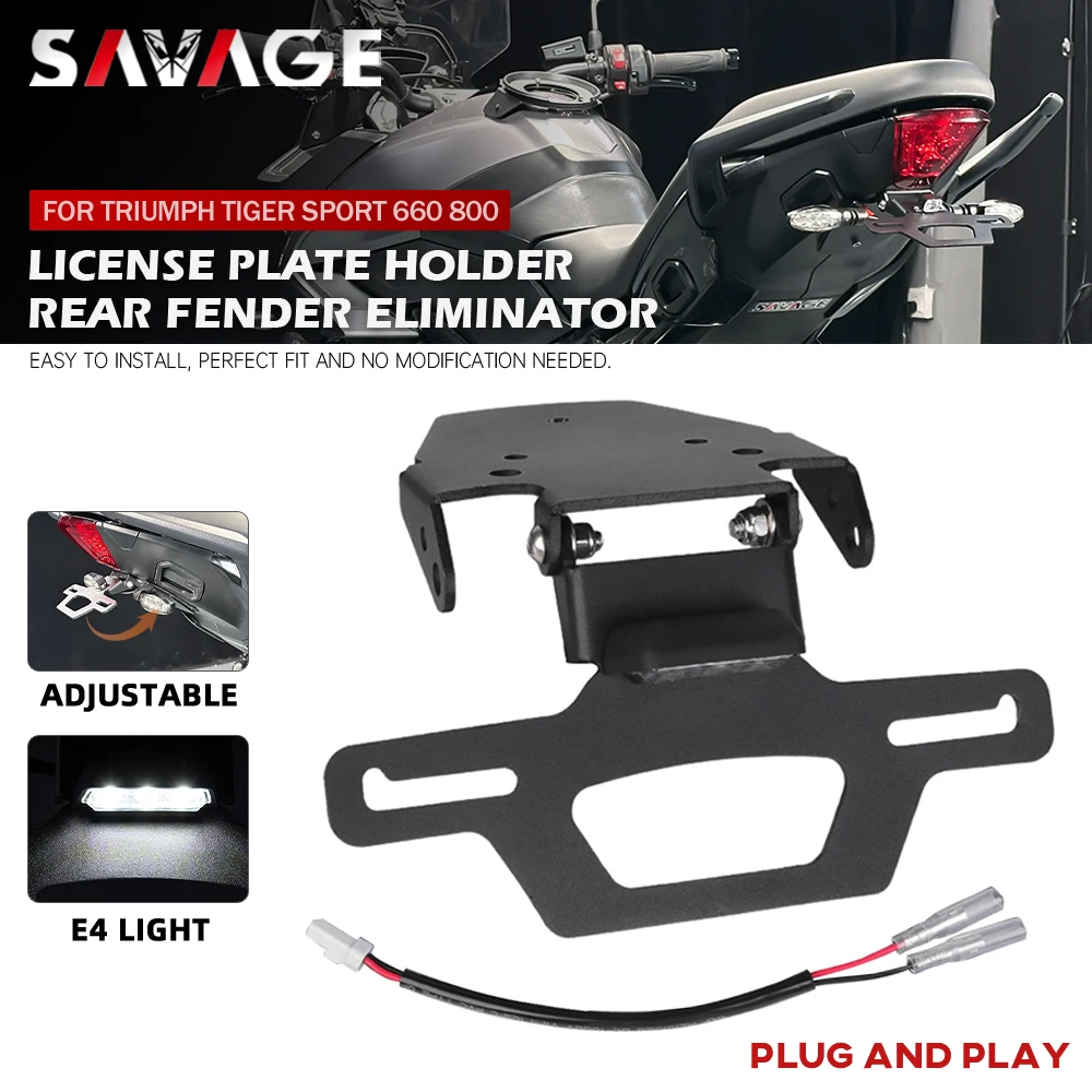 

Складной держатель номерного знака для мотоцикла Tiger Sport 660 800, аккуратная рамка, фиксатор заднего крыла, кронштейн номерного знака с ЧПУ