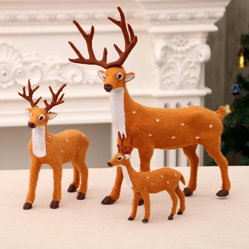 25/20/15cm Reindeer Christmas Deer Xmas Elk Plush Simulation Christmas Decoration For Home 2024 Navidad New Year Doll Ornaments