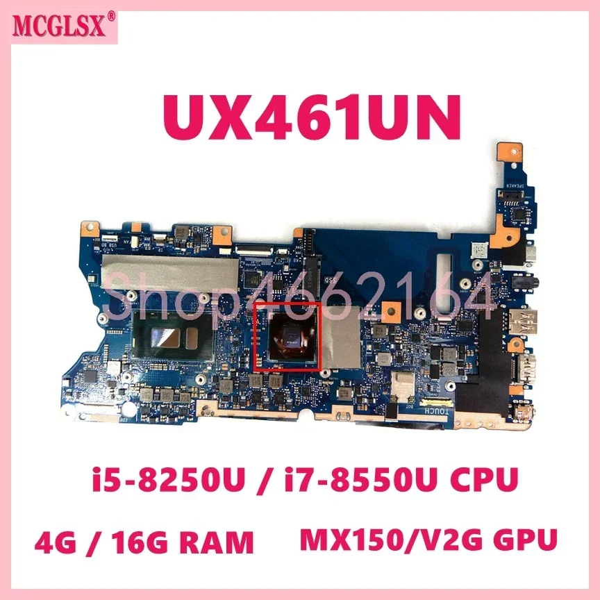 UX461UN With i5 i7-8th CPU MX150-V2G GPU 4GB/16GB RAM Motherboard For Asus Zenbook UX461U UX461UA UX461UN Laptop Mainboard