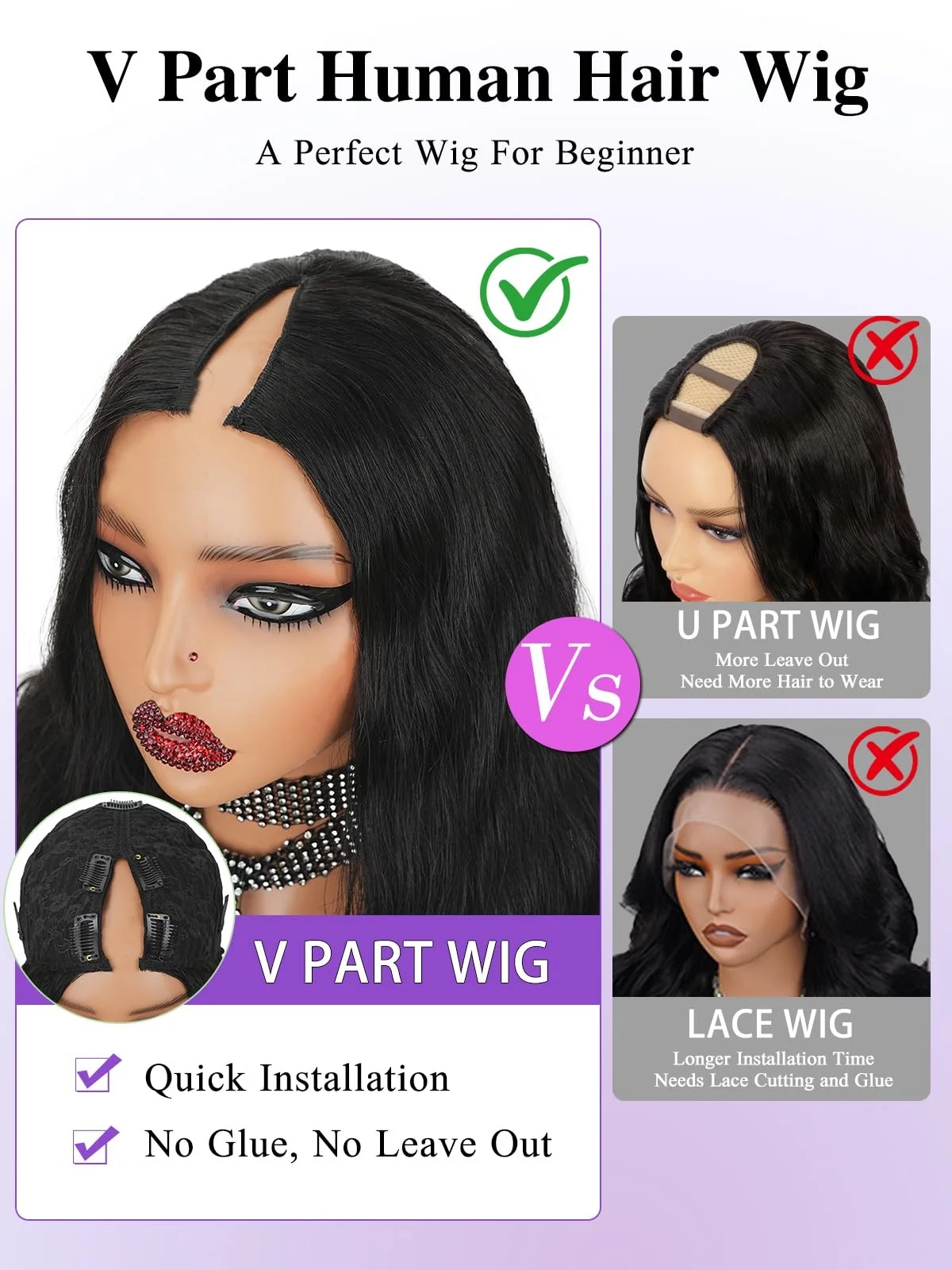 250 Density V Part Body Wave Glueless Wigs Human Hair 30 Inch Natural Color Ready To Wear Wig 100% Brazilian Human Hair ForWomen