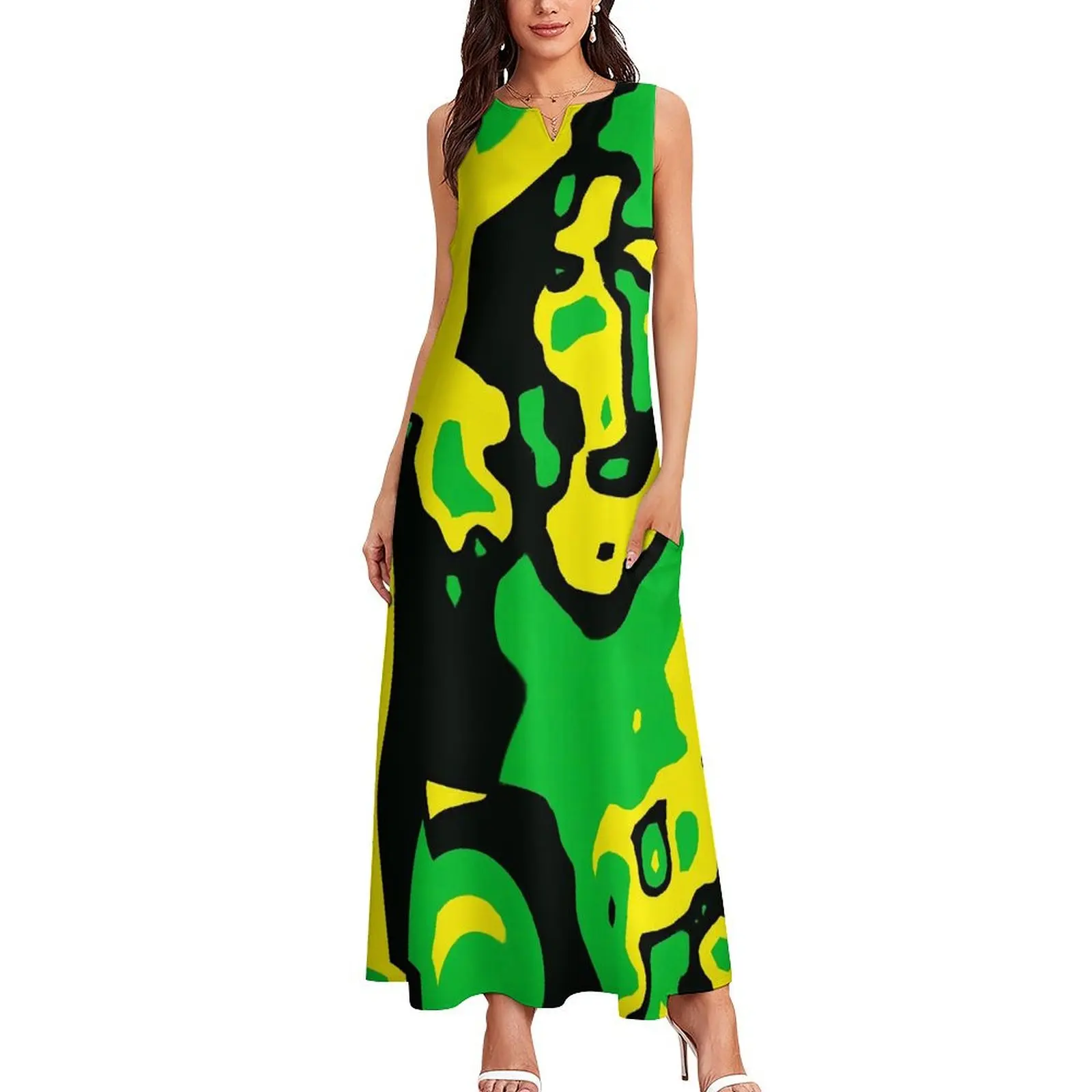 Jamaica Flag Dress Summer Colors of Jamaica Art Streetwear Casual Long Dresses Women Vintage Maxi Dress Gift Idea