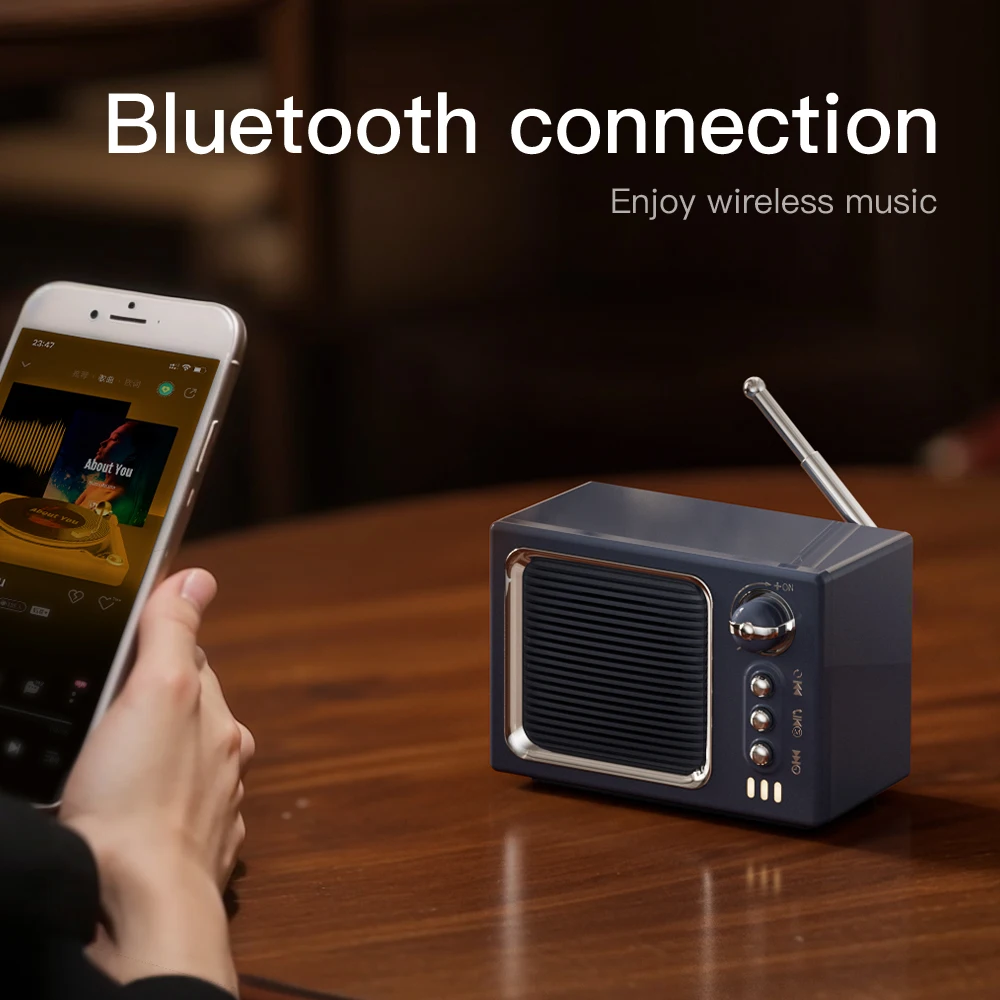 Speaaker Bluetooth Vintage Mini, alat bantu tidur kebisingan putih, Soundbar, kotak musik suara Hifi nirkabel, panggilan bebas genggam, pemutar musik kartu TF