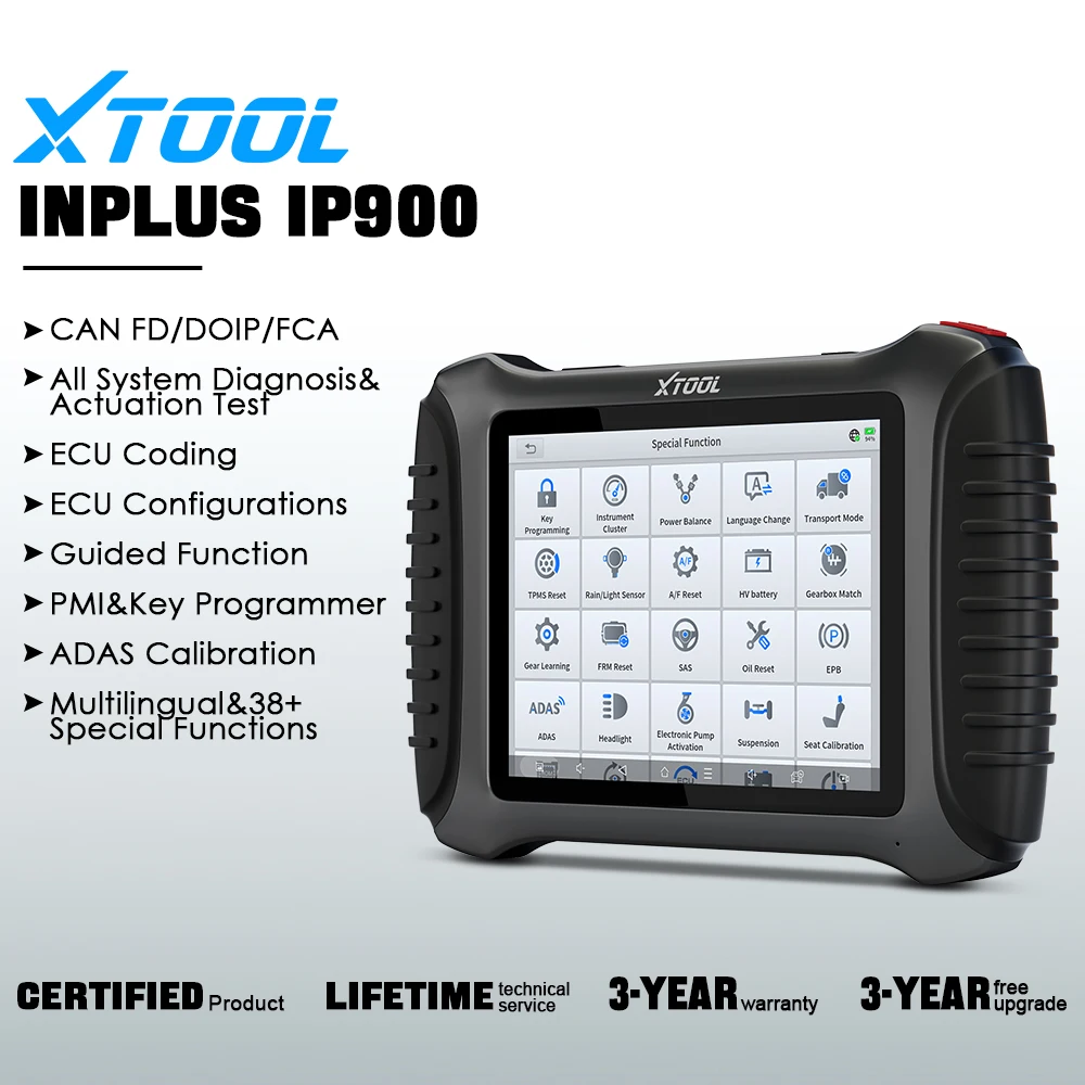 XTOOL Inplus IP900 Car Diagnostic Tools ECU Coding Key Programmer VAG Guided&FCA OBDII Scanner Topology Mappping Bi-directional