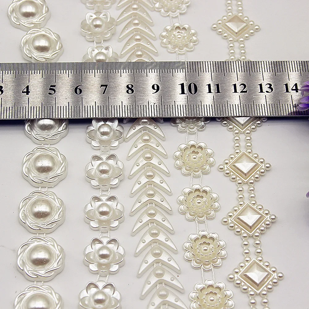 2YD Fishbone Cube Lotus Imitation Pearl Connected Beads DIY Wire Diamond Doll Wedding Beads Chain Bead String Accessories