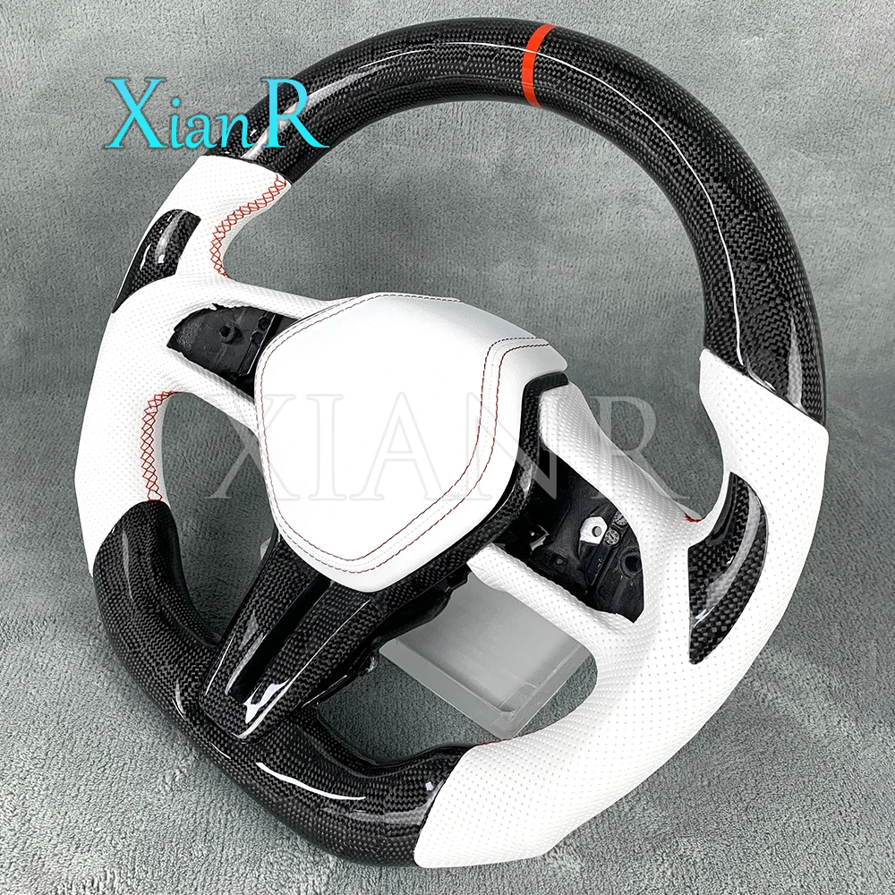 Customized White perforated leather honeycomb carbon fiber steering wheel for Infiniti Q50 Q60 Q60S 2018 2019 2020 2021 2022