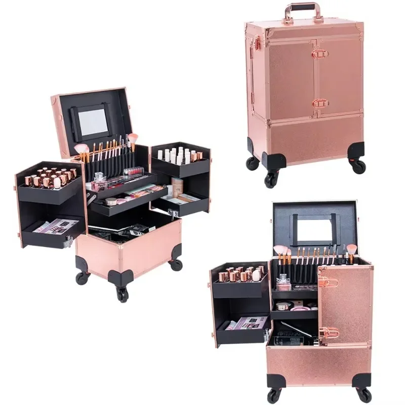 

Portable Nail Trolley Case Big Trolley Salon Rolling Travel Case cart on wheels with lock