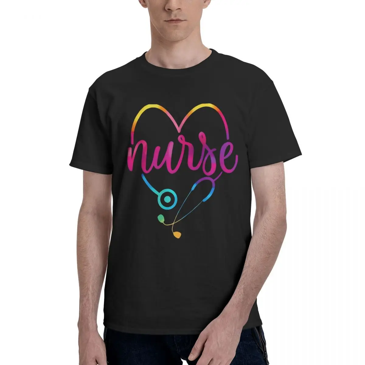Colorful Nurse Heart Stethoscope Sports Tshirt Activity competition Title premium High grade USA Size