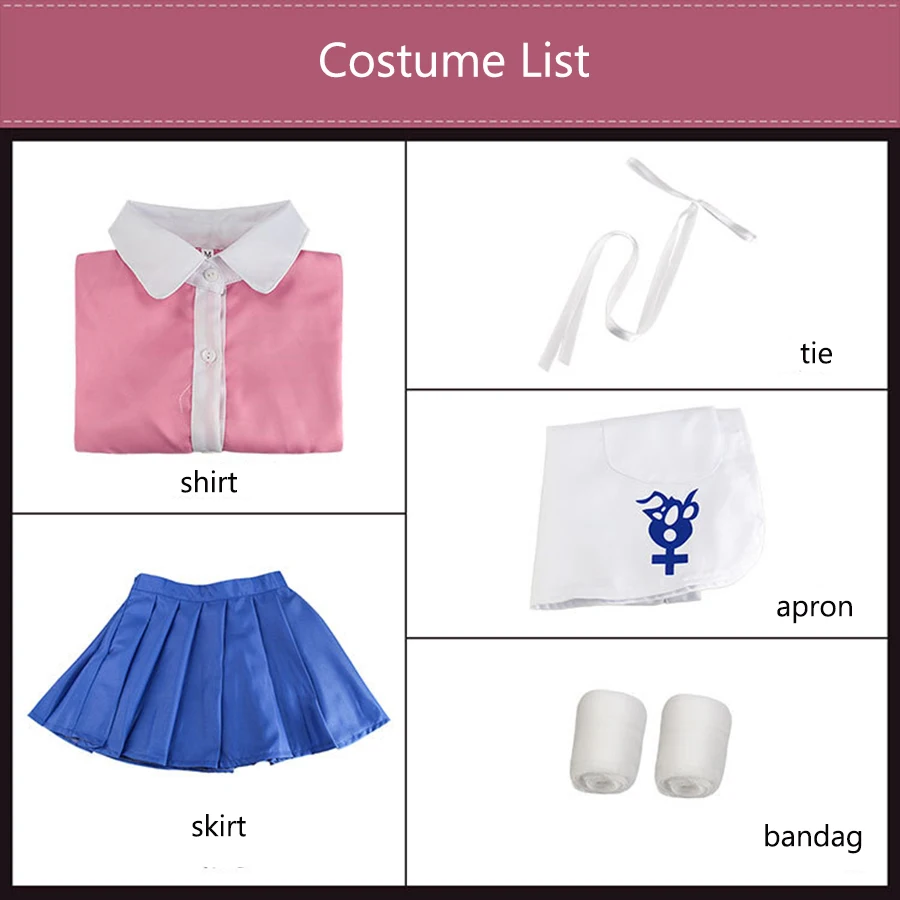 Danganronpa Mikan Tsumiki Anime Cosplay Traje para Mulheres, Uniforme de Empregada, Peruca Longa, Conjunto completo, Halloween, Roupas de Carnaval