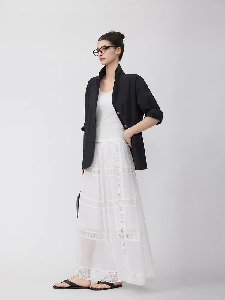 

Zone Travel Vacation Style Elegant Half Skirt CD1A0259 Casual Pure Color mid Waist A-Line Loose Fit Spring Season