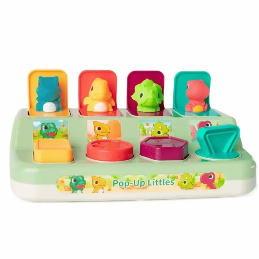 Boîte de commutation dinosaure Montessori, bouton coloré, boîte à jouets interactive en plastique, animaux de dessin animé, activité Pop-Up, jouet pour enfants
