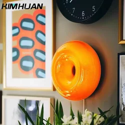 Scandinavian Style Donut Wall Lamp Bedroom Dimming Night Light Bauhaus Bedside Ambient Table Lamp Halloween Doorway Wall Light