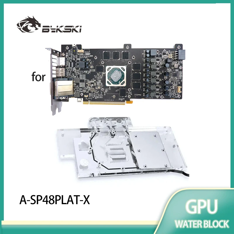BYKSKI A-SP48PLAT-X Water Block Use for Sapphire Nitro+ Radeon RX470/480 (11260-07) / Full Cover Graphics Card  Dense Waterways