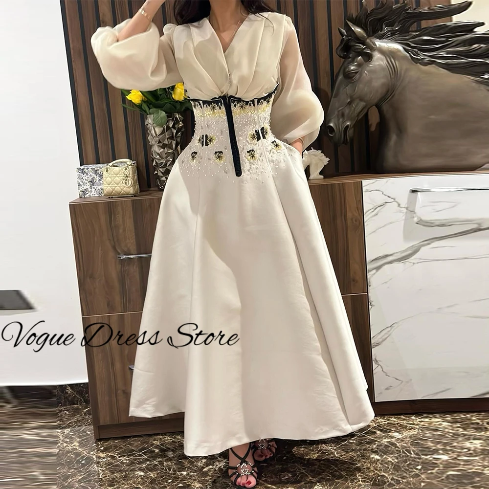 رشيقة الساتان والأورجانزا فستان سهرة مخصص الخامس الرقبة طويلة الأكمام فستان العودة للوطن الدانتيل حتى الظهر الزهور فساتين المشاهير