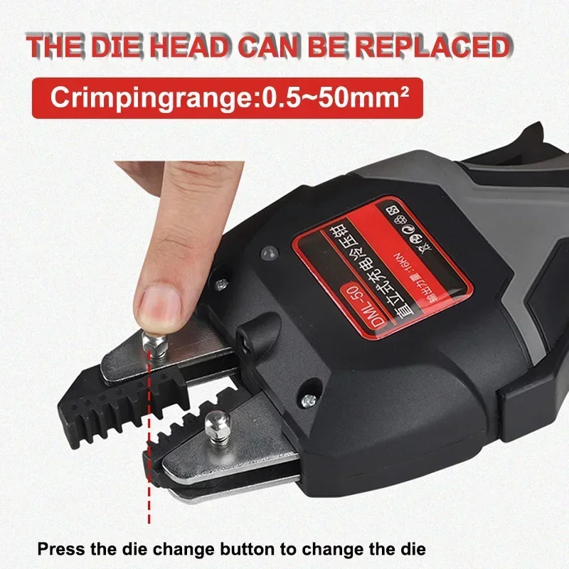 Alicate hidráulico portátil sem fio 16kn, crimpador de fio hidráulico elétrico com luz led e moldes, ferramenta de friso terminal