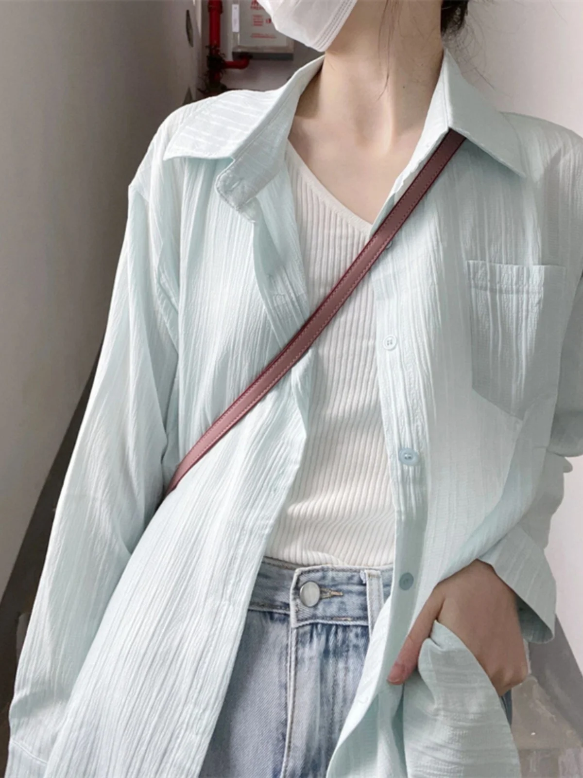 

plus Size Women's Sun Protection irt Thin Long Sve Open Cardigan Korean Sle Gentle Top for Autumn New Arrival