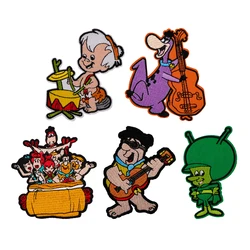 Funny Flintstones Embroidered Patches for Clothing Jackets Cartoon Patch DIY Iron on Patches Applique Sewing Accessories Sticker