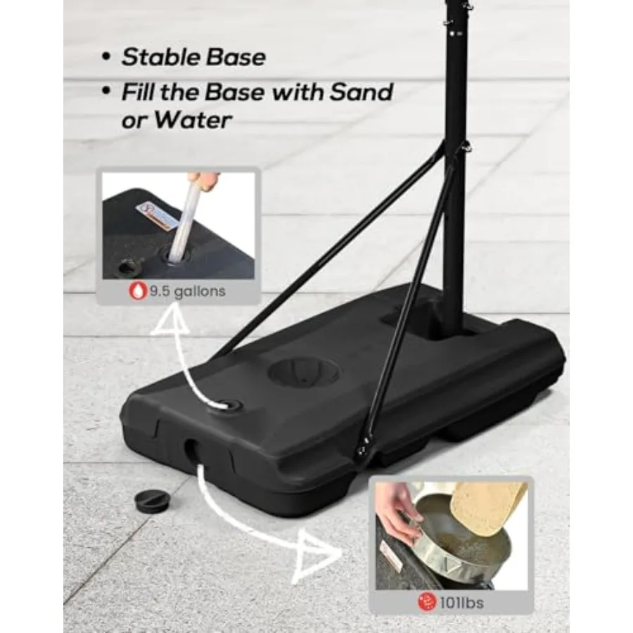 Draagbaar basketbalringsysteem met verstelbare hoogte van 4,9 tot 8,5 voet met een onbreekbaar bord van 32 inch, ideaal voor