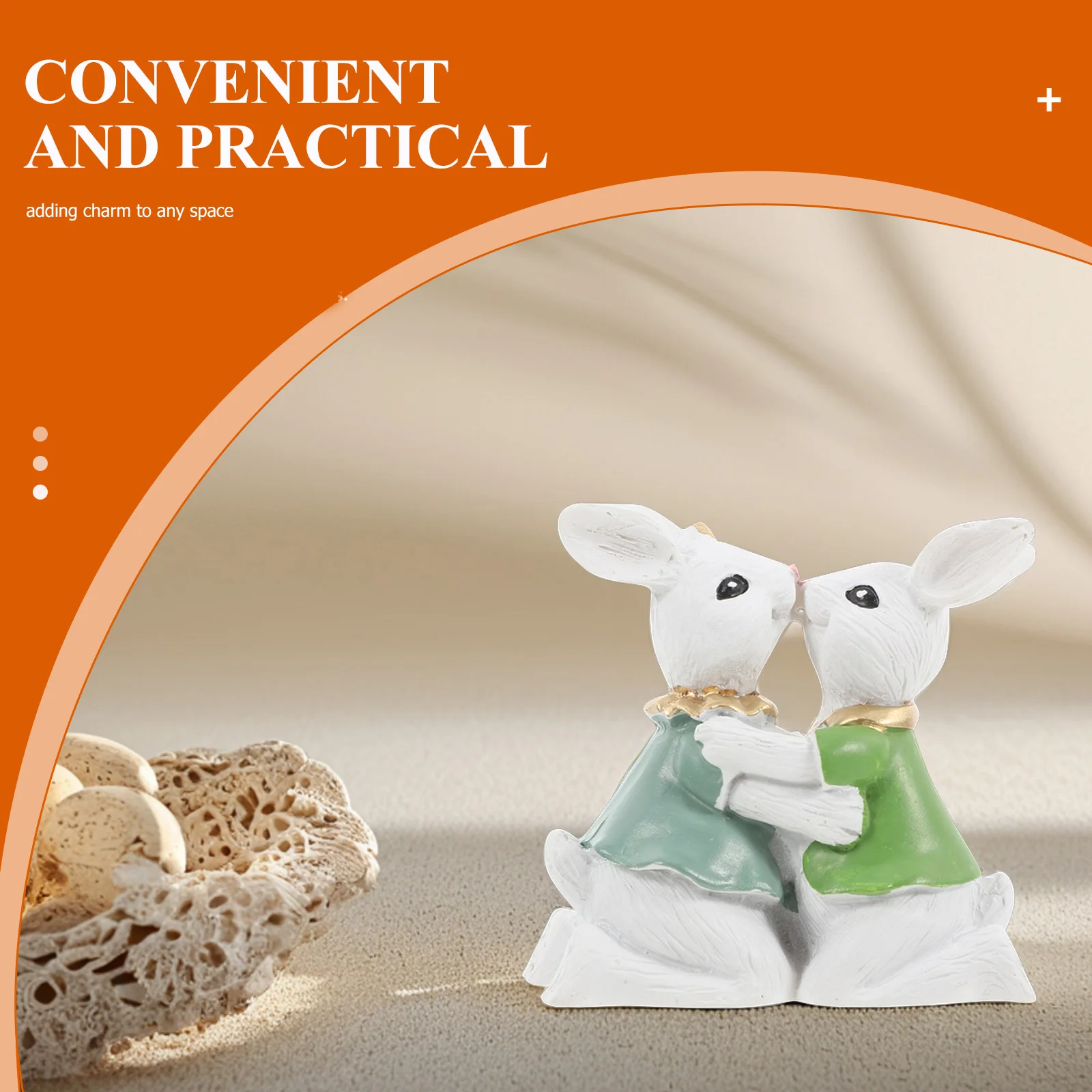 

1Pair Kissing Rabbit Statue Resin Easter Couple Decor for Garden Tabletop Mantle Home Office Spring Festival Decoration