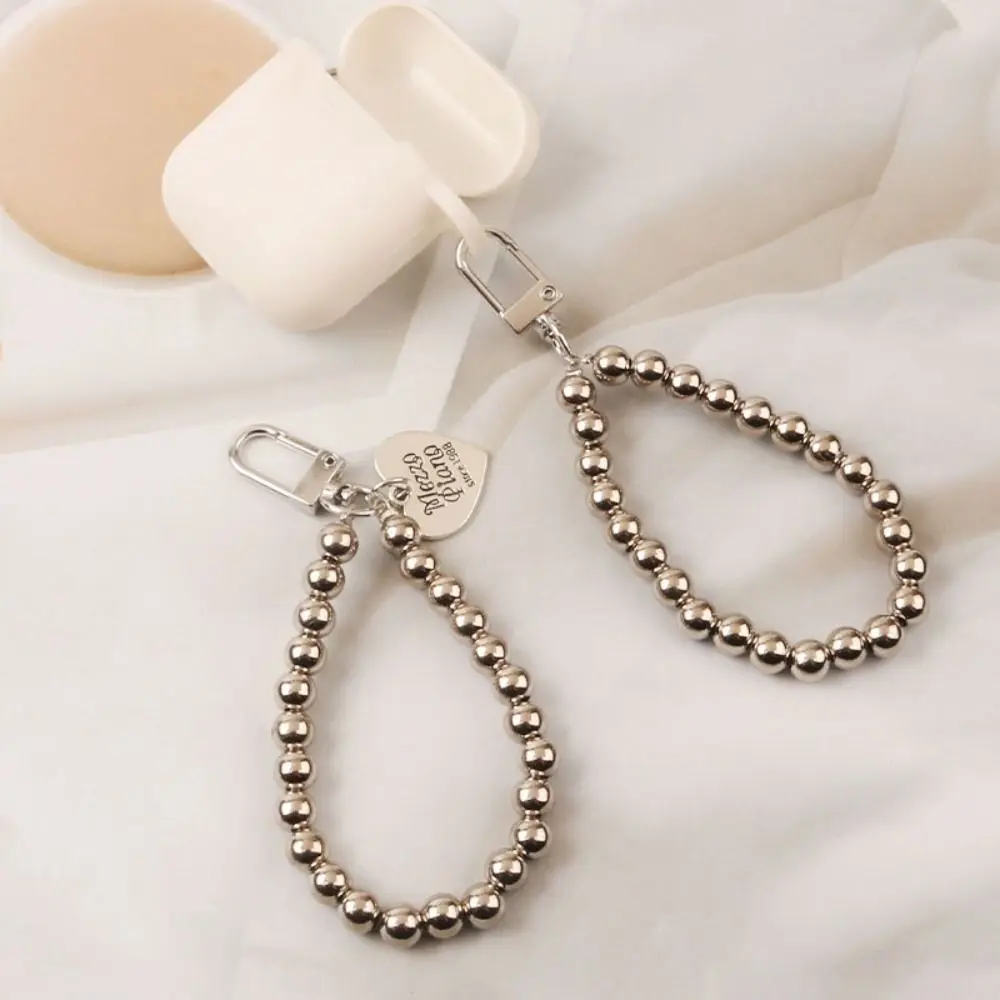 Tali Rantai Ponsel Perak Baru Rantai Ponsel Bola Logam Cinta Rantai Ponsel