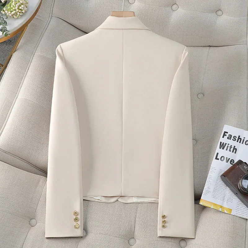 Spring Autumn Fashion Short Women Blazers Elegant Female Suits Jacket Tops Casual Solid Long Sleeve Office Lady Blazer Coat 4XL