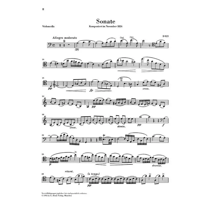 HN611 Schubert Arpeggione Sonata D 821 Seiffert WolfDieter G Henle Verlag 9790201806112 Book